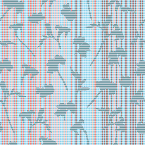 条纹花剪影在五颜六色的格子纹理背景。图片下载