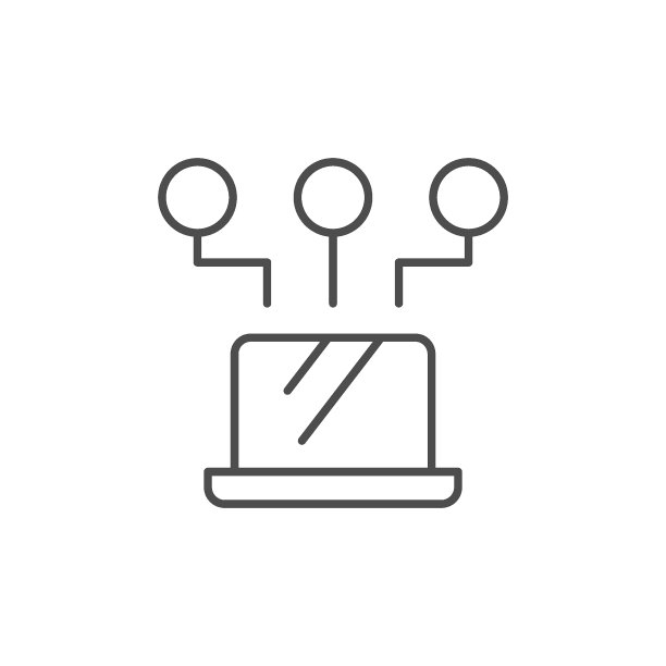 远程办公线性轮廓图标图片下载