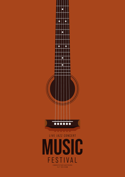 音乐海报设计模板背景用吉他装饰图片下载
