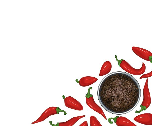 一套香料和香草。在胡椒瓶中磨碎黑胡椒和红辣椒图片下载