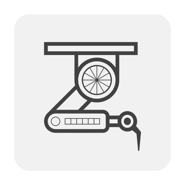 机械臂或工业机器人系统矢量图标设计孤立的白色背景。图片下载