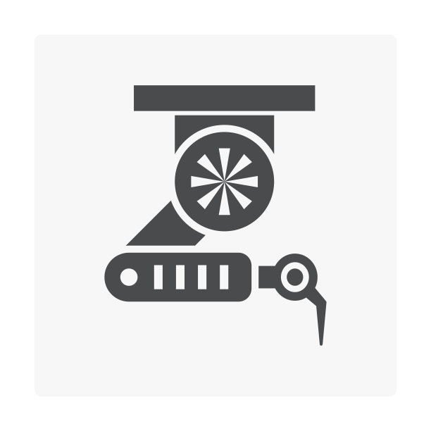 机械臂或工业机器人系统矢量图标设计孤立的白色背景。图片下载