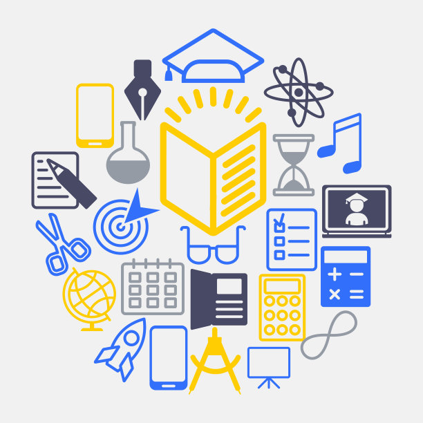 回到学校的平面矢量背景。绿色黑板上的白色图标。图片下载