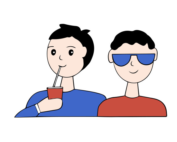 几个十几岁的孩子在一起。男孩们是朋友。矢量动画图片下载