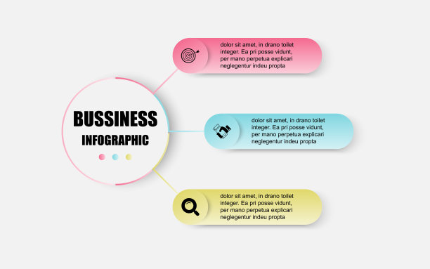 圆与矩形设计的创意组合分为三个步骤。演示有3个选项的业务信息图表模板。矢量圆设计模板信息图的插图。图片下载