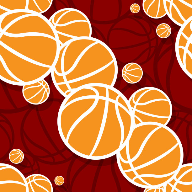 无缝模式与篮球矢量数字纸设计图片下载