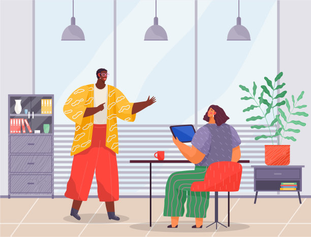 女性在办公室深色皮肤女性讲话图片下载