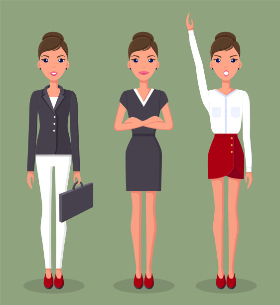 商业女性设置在不同的姿态漂亮图片下载