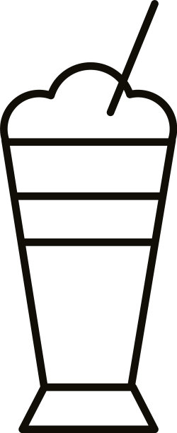 吸管冰咖啡饮品线条风格图标图片下载