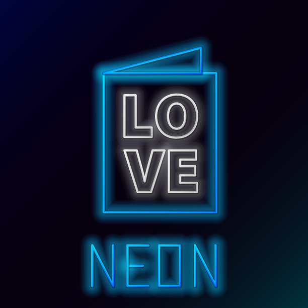 发光的霓虹灯线情人节派对传单图标图片下载