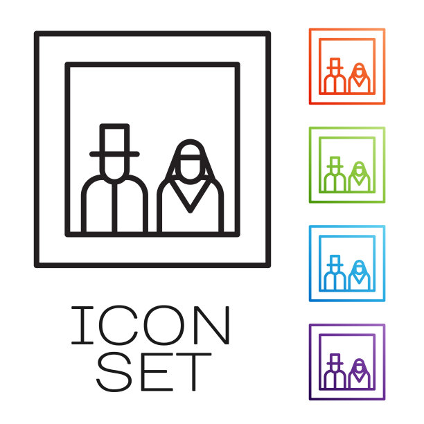 黑线家庭照片图标孤立在白色图片下载