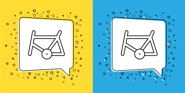 设置线自行车框架图标隔离在黄色和图片下载