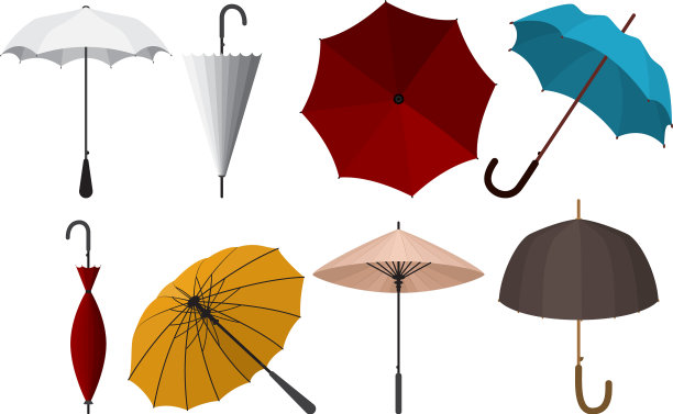 雨伞设置平面图标图片下载