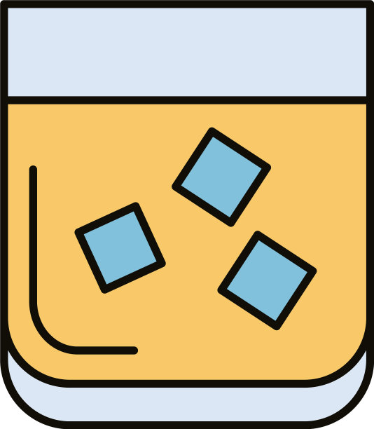 威士忌饮料在岩石线和填充风格图片下载