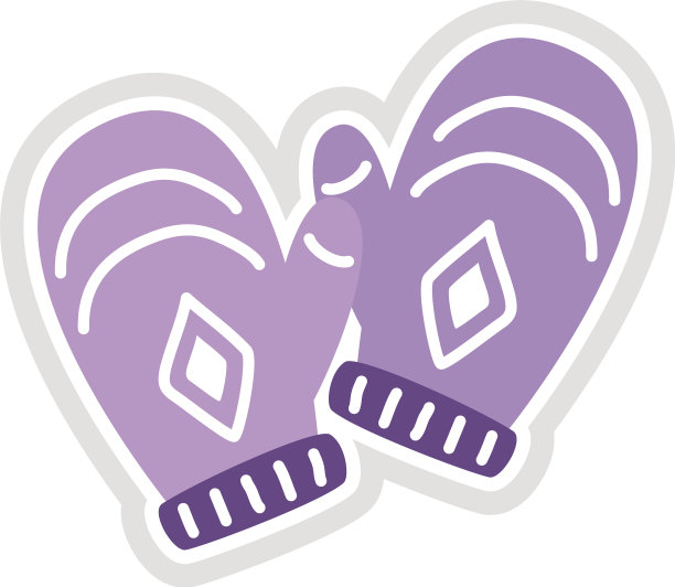 冬季贴纸手套平风格的图标图片下载