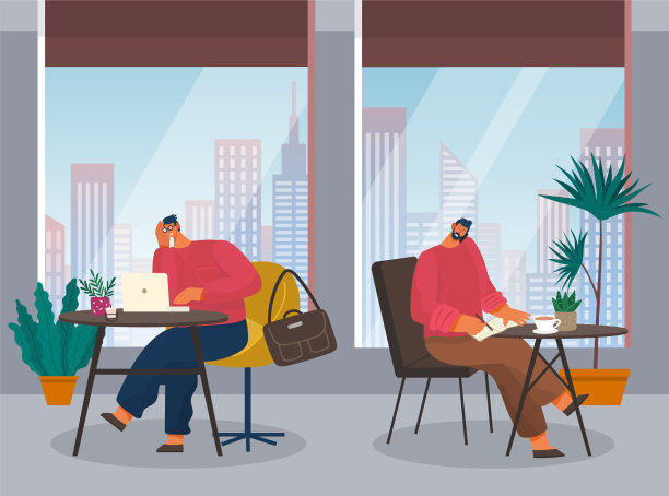 两位办公室经理坐在桌边年轻的小伙子图片下载