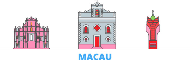 中国澳门线城市景观平坦旅游图片下载