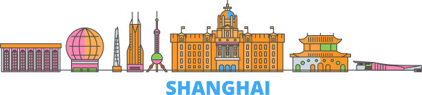 中国上海线城市景观平坦图片下载