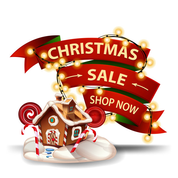 红色的圣诞打折横幅图片下载