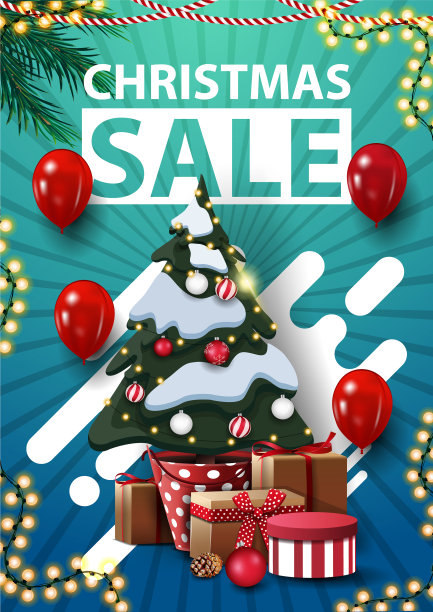 圣诞特卖蓝色垂直折扣横幅图片下载