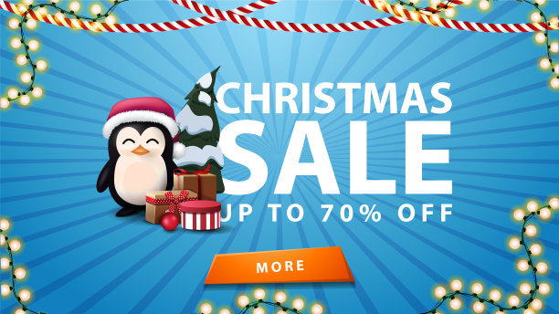 圣诞大甩卖高达70折蓝横幅图片下载