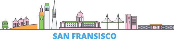 美国旧金山线城市景观平坦图片下载