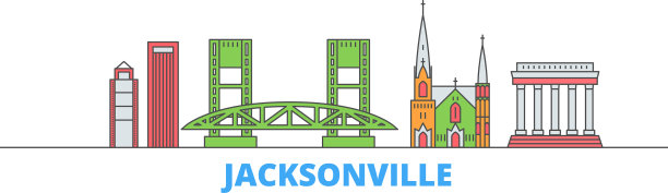 美国杰克逊维尔线城市景观平坦图片下载