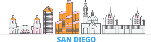 美国圣地亚哥城市景观线平坦图片下载