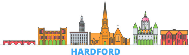美国哈特福德线城市景观平坦图片下载