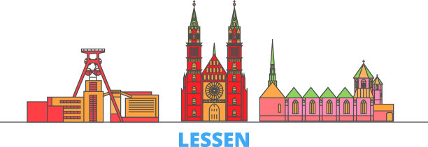 德国减少城市景观线平坦图片下载