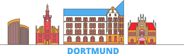 德国多特蒙德线城市景观平坦图片下载