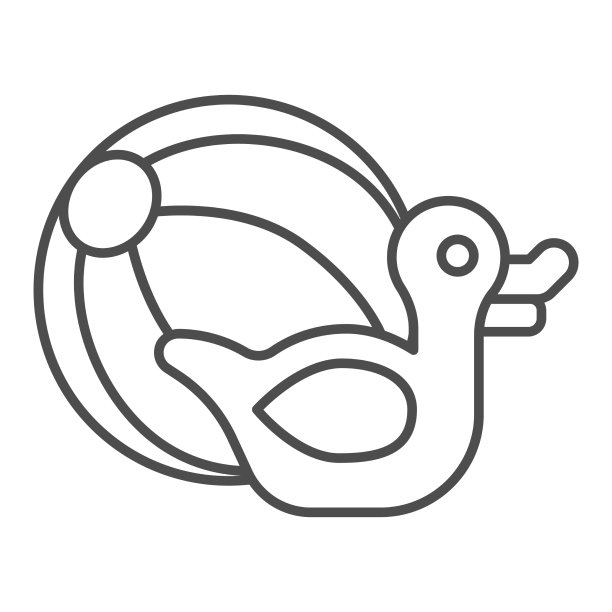 橡皮鸭和沙滩球细线图标图片下载