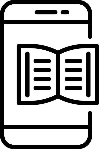 智能手机书籍学习图标轮廓风格图片下载