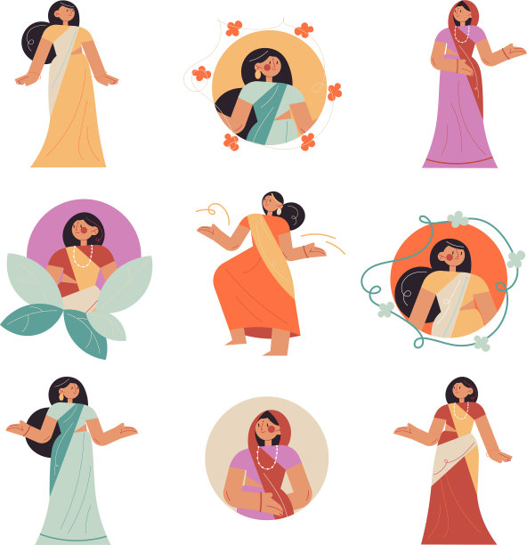 印度妇女穿着传统鲜艳的衣服图片下载