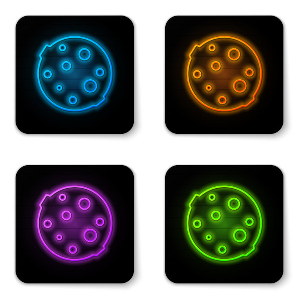 发光的霓虹灯月亮图标孤立在白色图片下载