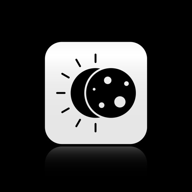 黑色日食太阳图标孤立在黑色图片下载