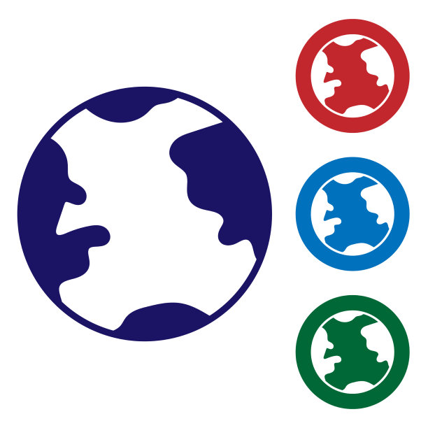 蓝色地球地球仪图标孤立在白色背景图片下载