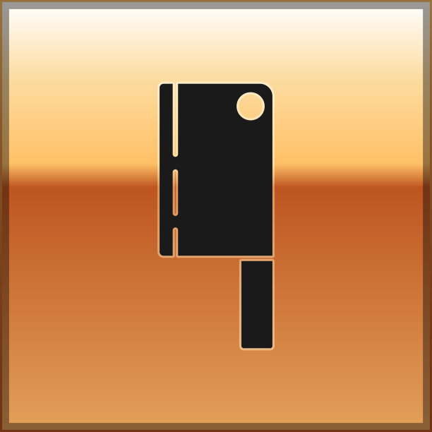 黑肉菜刀图标孤立在黄金上图片下载