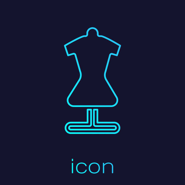 绿松石线人体模型图标孤立在蓝色图片下载