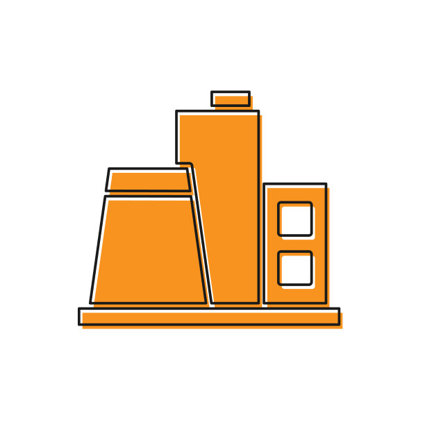 橙色工厂图标孤立在白色背景图片下载