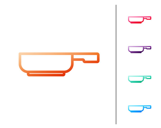 红色线煎锅图标孤立在白色图片下载