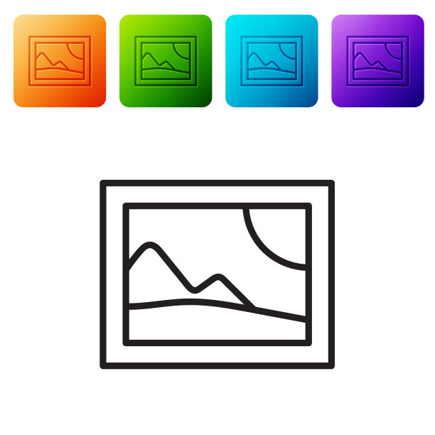 黑线图片景观图标孤立上图片下载