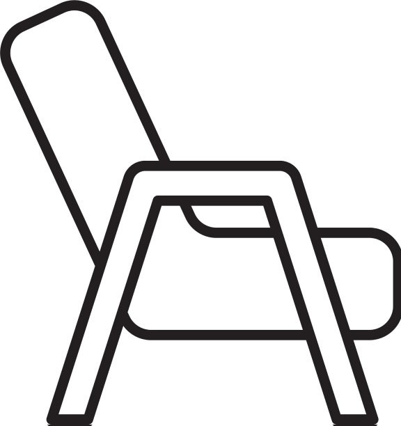 黑色线条扶手椅图标孤立在白色图片下载