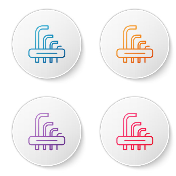 颜色线工具艾伦键图标孤立在白色图片下载