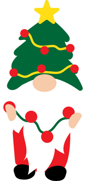 圣诞小精灵戴着绿帽子和花环有趣图片下载