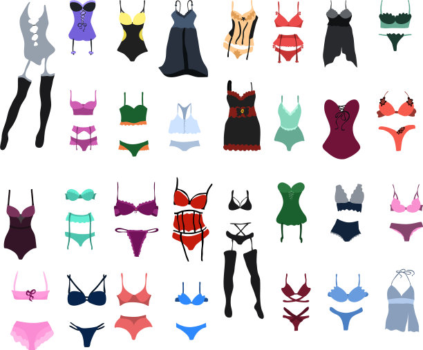 在白色背景上设置内衣图标图片下载