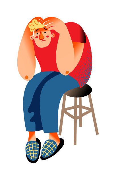 悲伤的男人独自坐在椅子上抱着头图片下载