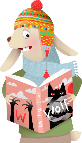 有趣的孩子们穿着冬天的衣服看书图片下载