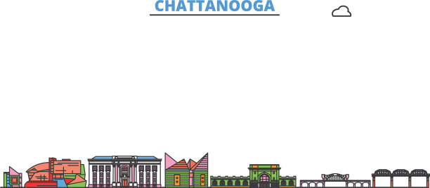 美国查塔努加线城市景观平坦图片下载