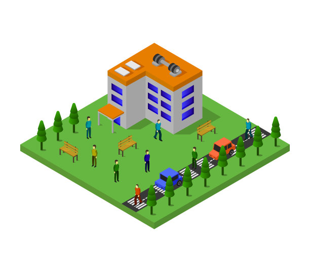 白色背景上的等距体育馆图片下载